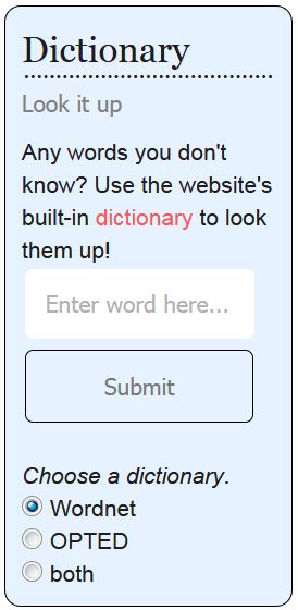 Dictionary widget
